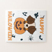 Australian Shepherd In Pumpkin Niedlich Happy Jigs Puzzle (Horizontal)