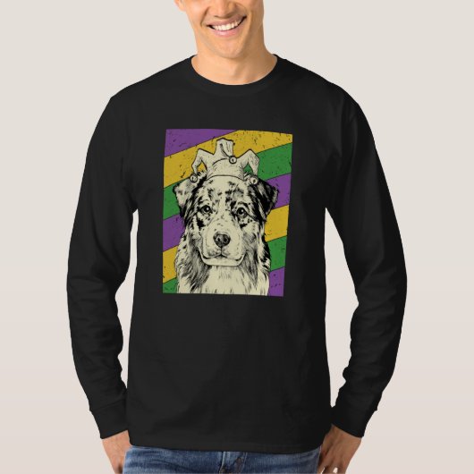 Australian Shepherd Jester Mardi Gras Dog Mom or D T-Shirt (Vorderseite)