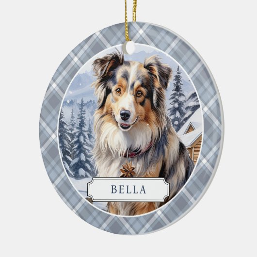 Australian Shepherd Keramik Circle Ornament (Links)