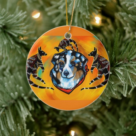 AUSTRALIAN SHEPHERD KERAMIK ORNAMENT (Baum)