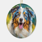 Australian Shepherd Keramik Ornament (Links)