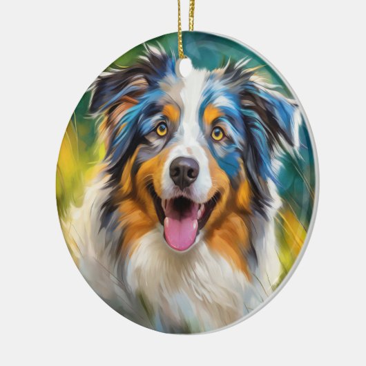 Australian Shepherd Keramik Ornament (Links)