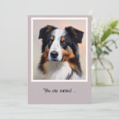 Australian Shepherd Kopf -  Einladung (Stehend Vorderseite)