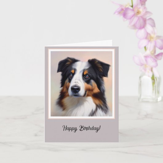 Australian Shepherd Kopf -  Karte (Orchidee)