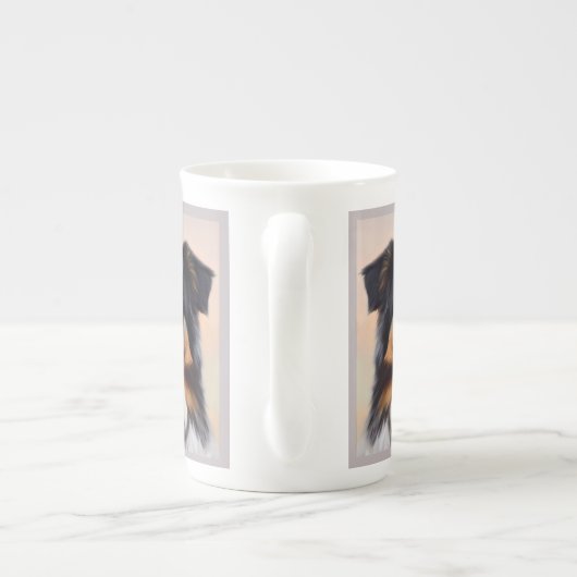 Australian Shepherd Kopf -  Porzellantasse (Rückseite)