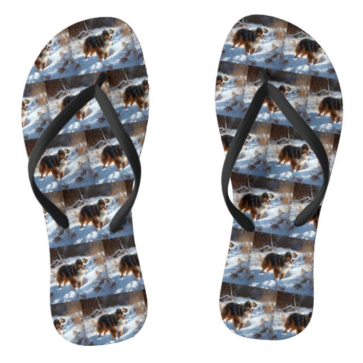 Australian Shepherd Let It Snow Christmas Badesandalen (Fußbett)