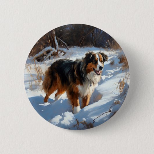 Australian Shepherd Let It Snow Christmas Button (Vorderseite)