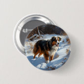 Australian Shepherd Let It Snow Christmas Button (Vorne & Hinten)