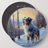 Australian Shepherd Let It Snow Christmas Button (Vorne & Hinten)