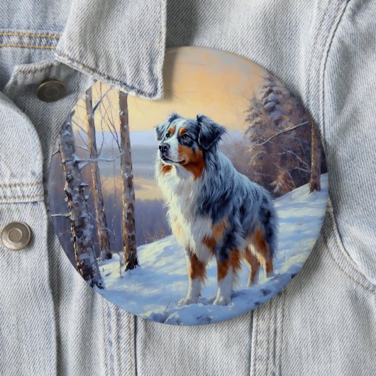 Australian Shepherd Let It Snow Christmas Button (Beispiel)