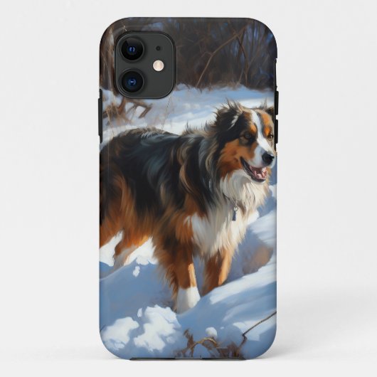 Australian Shepherd Let It Snow Christmas Case-Mate iPhone Hülle (Rückseite)