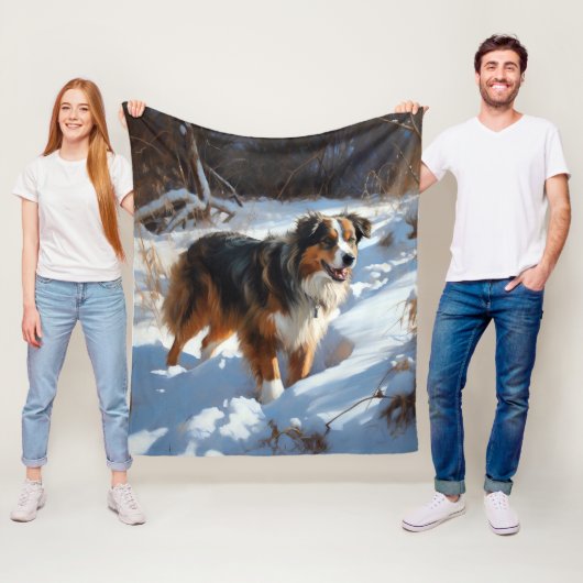 Australian Shepherd Let It Snow Christmas Fleecedecke (Beispiel)