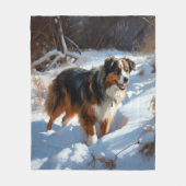 Australian Shepherd Let It Snow Christmas Fleecedecke (Vorderseite)
