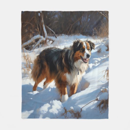Australian Shepherd Let It Snow Christmas Fleecedecke (Vorderseite)