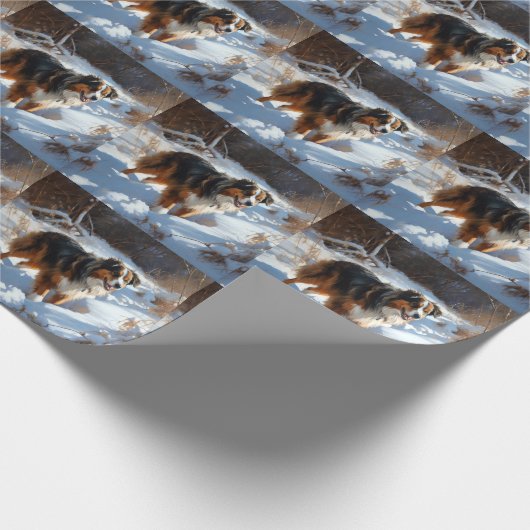 Australian Shepherd Let It Snow Christmas Geschenkpapier (Ecke)