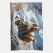 Australian Shepherd Let It Snow Christmas Geschirrtuch (Vertikal)