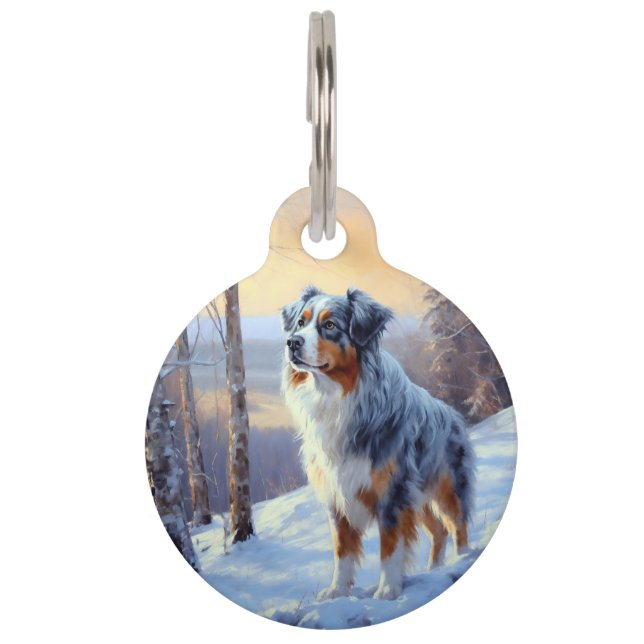Australian Shepherd Let It Snow Christmas Haustiermarke (Vorderseite)
