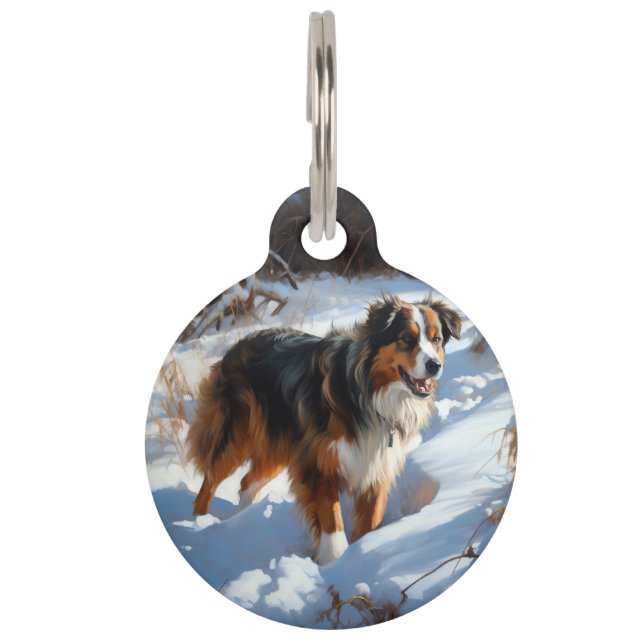 Australian Shepherd Let It Snow Christmas Haustiermarke (Vorderseite)