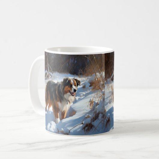 Australian Shepherd Let It Snow Christmas Kaffeetasse (Vorderseite Links)