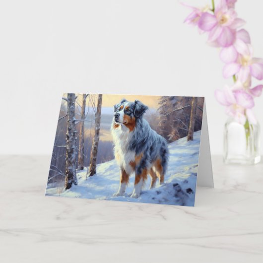 Australian Shepherd Let It Snow Christmas Karte (Orchidee)