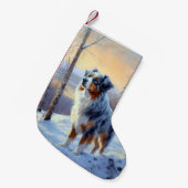 Australian Shepherd Let It Snow Christmas Kleiner Weihnachtsstrumpf (Vorderansicht (hängend))