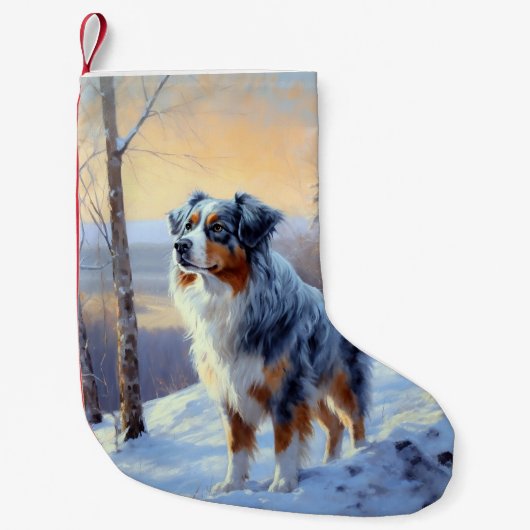 Australian Shepherd Let It Snow Christmas Kleiner Weihnachtsstrumpf (Vorderseite)