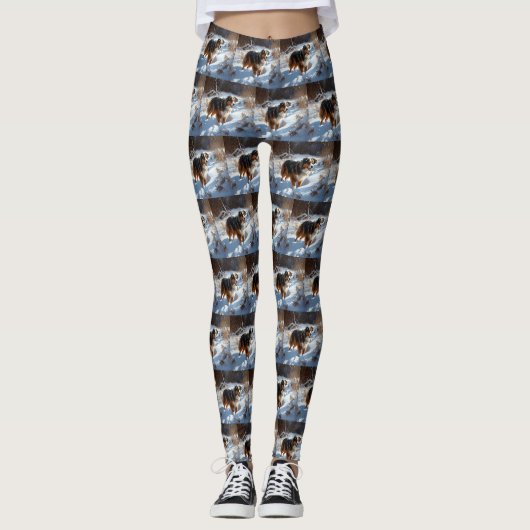 Australian Shepherd Let It Snow Christmas Leggings (Vorderseite)