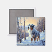 Australian Shepherd Let It Snow Christmas Magnet (Vorderseite/Rückseite)
