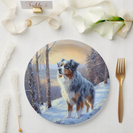 Australian Shepherd Let It Snow Christmas Pappteller (Hochzeit)