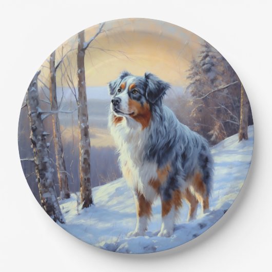 Australian Shepherd Let It Snow Christmas Pappteller (Vorderseite)