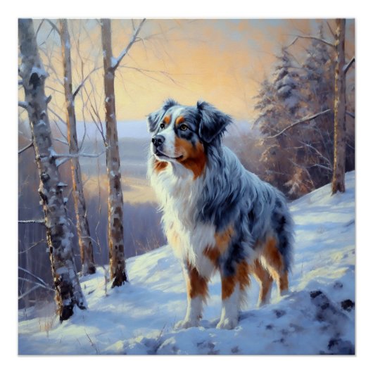 Australian Shepherd Let It Snow Christmas Poster (Vorderseite)
