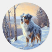 Australian Shepherd Let It Snow Christmas Runder Aufkleber (Vorderseite)