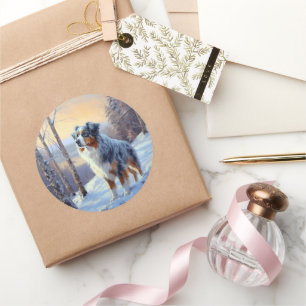 Australian Shepherd Let It Snow Christmas Runder Aufkleber