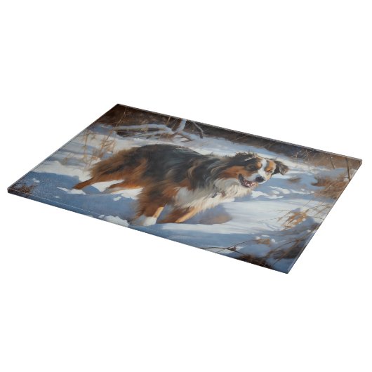 Australian Shepherd Let It Snow Christmas Schneidebrett (Ecke)