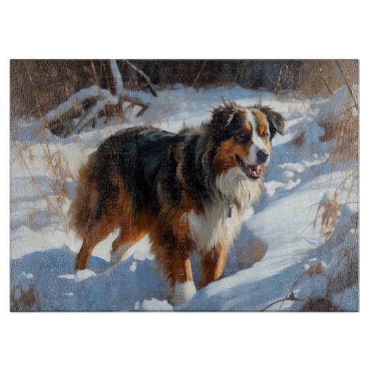 Australian Shepherd Let It Snow Christmas Schneidebrett (Vorderseite)