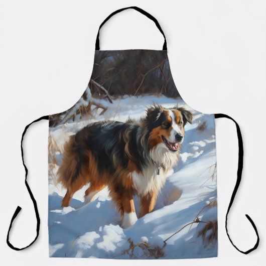 Australian Shepherd Let It Snow Christmas Schürze (Vorderseite)