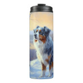Australian Shepherd Let It Snow Christmas Thermosbecher (Vorderseite)