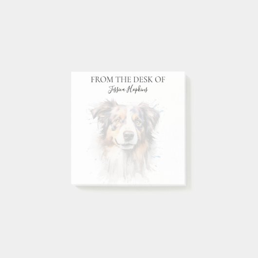 Australian Shepherd Liebhaber monogrammierter Hund Post-it Klebezettel (Vorderseite)