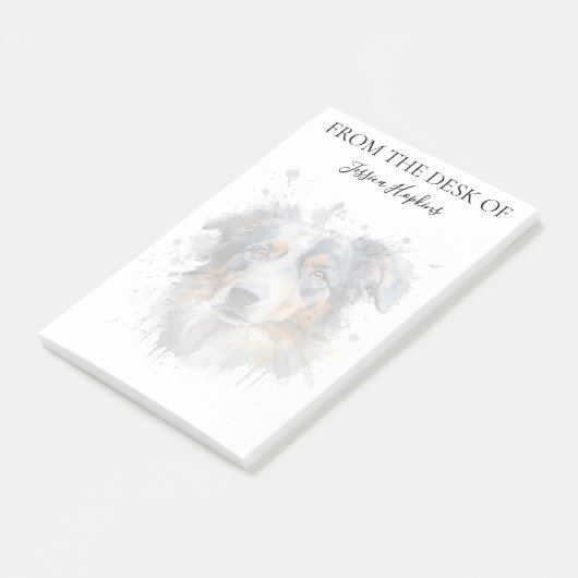 Australian Shepherd Lover Monogrammed Dog Post-it Klebezettel (angewinkelt)