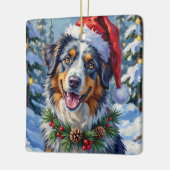 Australian Shepherd Merle Winter Christmas Art Keramikornament (Links)