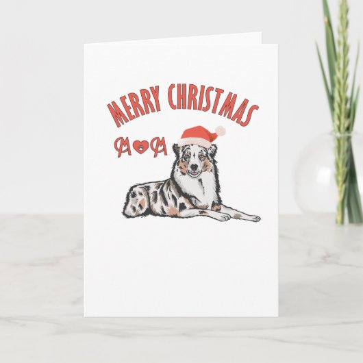 Australian Shepherd Merry Christmas Mama Karte (Vorderseite)