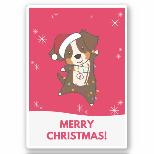 Australian Shepherd Merry Christmas Winter Sticker (Vorderseite)