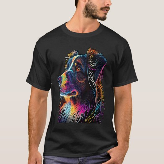 Australian Shepherd Mini Abstrakt Line T-Shirt (Vorderseite)