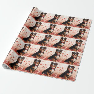 Australian Shepherd mit Rosen - Valentinstag  Geschenkpapier