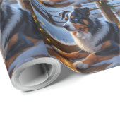 Australian Shepherd mit Weihnachtslichtern Urlaub Geschenkpapier (Rolleneckpunkt)