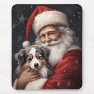 Australian Shepherd mit Weihnachtsmann Weihnachten Mousepad