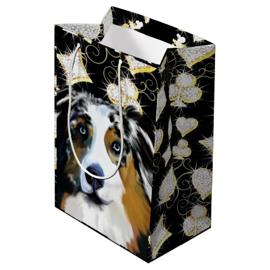 Australian Shepherd Mittlere Geschenktüte (Rückseite Schrägansicht)