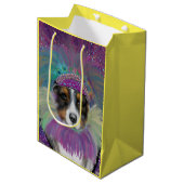 AUSTRALIAN SHEPHERD MITTLERE GESCHENKTÜTE (Vorderseite Schrägansicht)