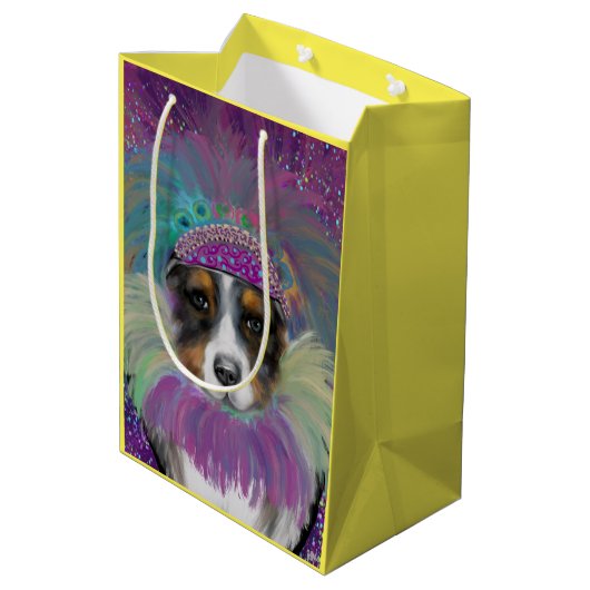 AUSTRALIAN SHEPHERD MITTLERE GESCHENKTÜTE (Rückseite Schrägansicht)