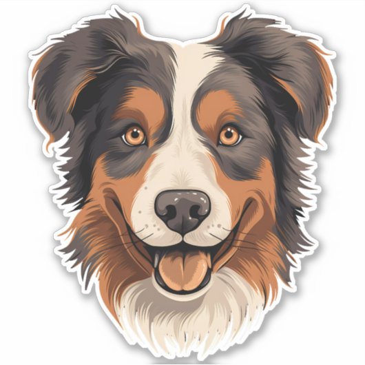 Australian Shepherd Niedlich Aussie Dog Face Conto Aufkleber (Vorderseite)